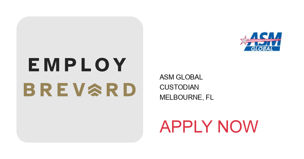 Apply to Custodian position with ASM Global in Melbourne, FL