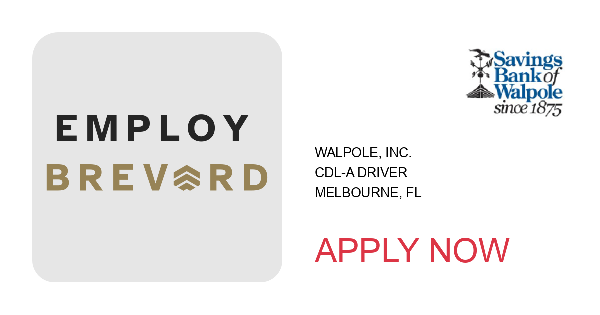 Apply to CDL-A Driver position with Walpole, Inc. in Melbourne, FL