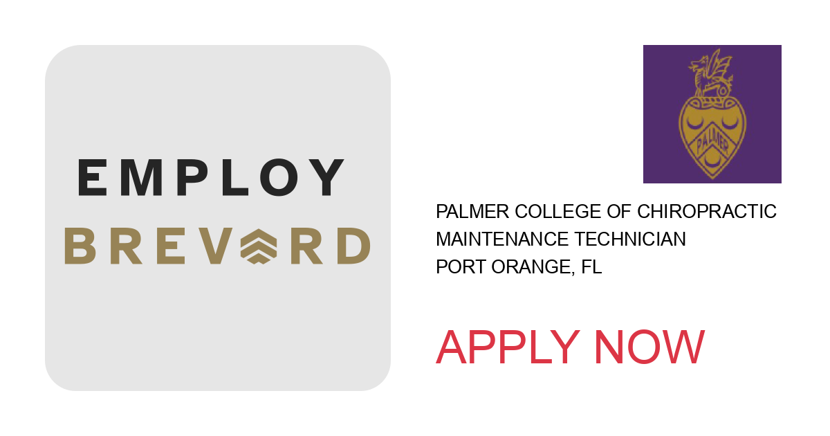 Apply to Maintenance Technician position with Palmer College of Chiropractic in Port Orange, FL