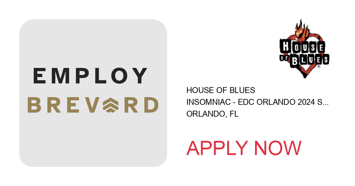 Apply to Insomniac - EDC Orlando 2024 Seasonal Site Experience Crew position with House of Blues in Orlando, FL