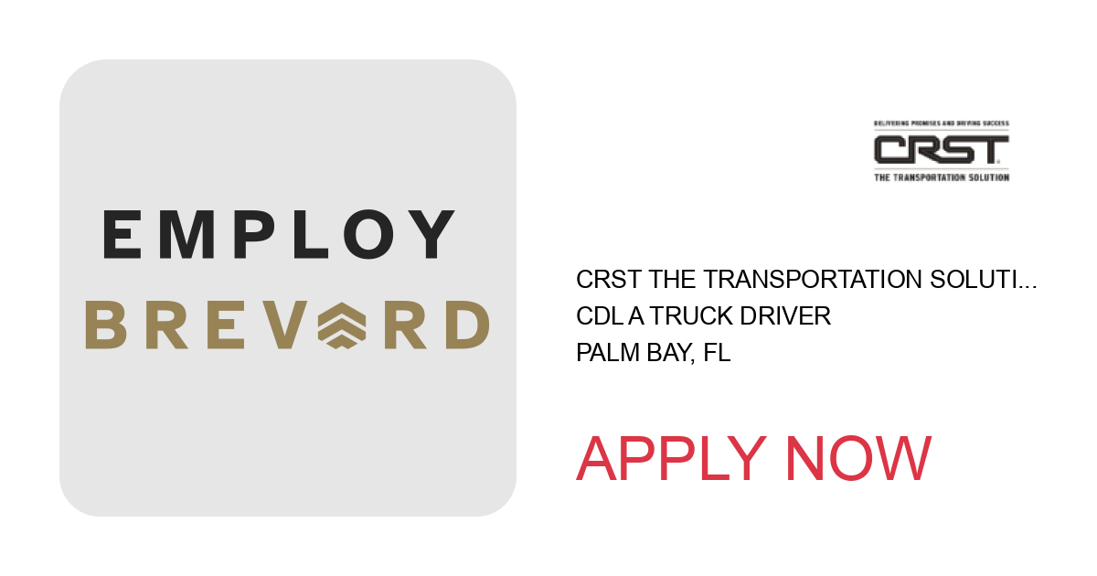 Apply to CDL A Truck Driver position with CRST The Transportation Solution, Inc. in Palm Bay, FL