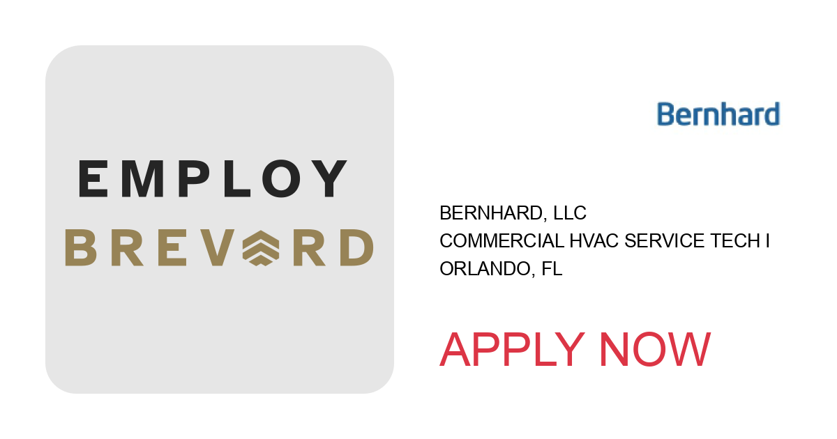 Apply to Commercial HVAC Service Tech I position with Bernhard, LLC in Orlando, FL