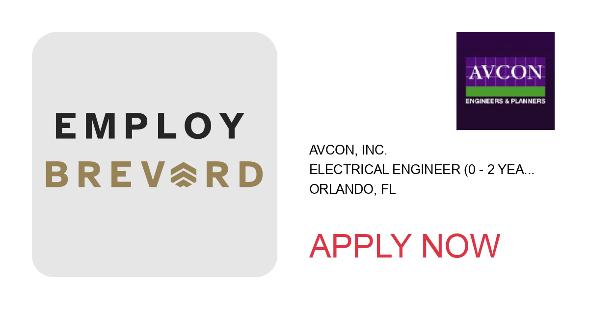 Apply to Electrical Engineer (0 - 2 years of experience), Airfield Lighting position with AVCON, INC. in Orlando, FL