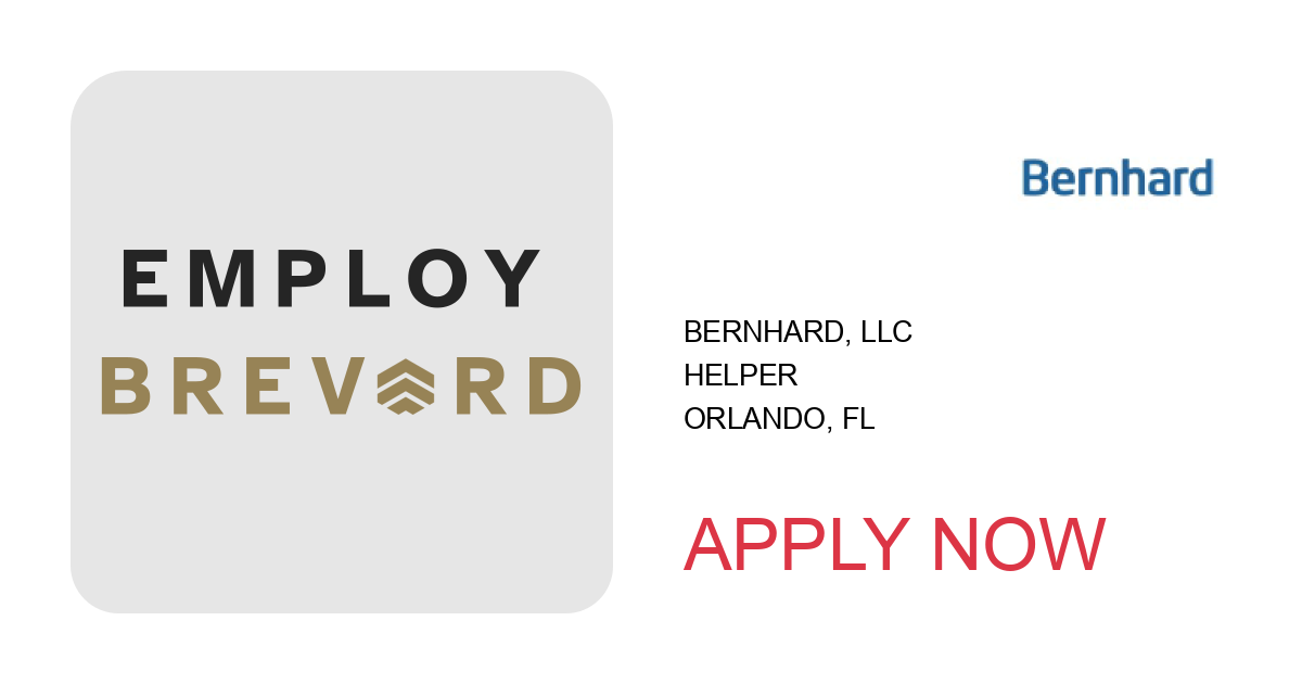 Apply to Helper position with Bernhard, LLC in Orlando, FL