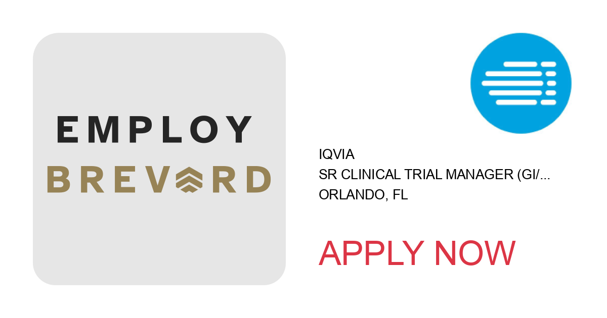 Apply to Sr Clinical Trial Manager (GI/IWH) (Remote) position with IQVIA in Orlando, FL