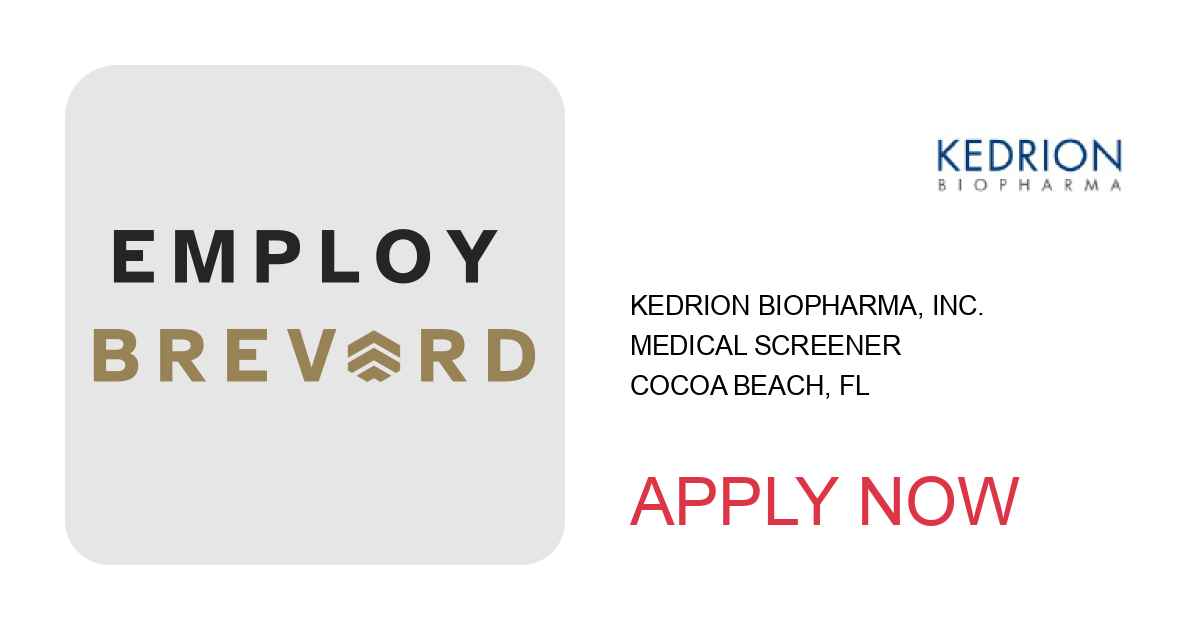 Apply to Medical Screener position with Kedrion Biopharma, Inc. in Cocoa Beach, FL