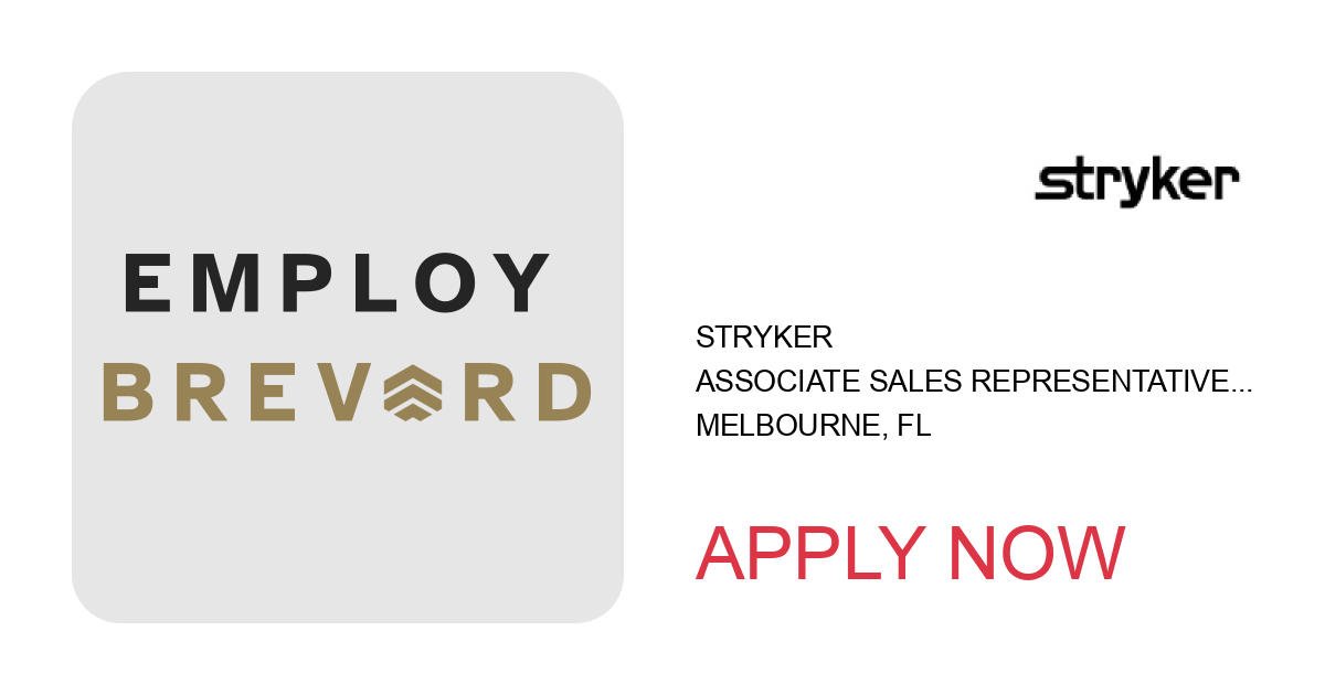 Apply to Associate Sales Representative - North Florida - CMF position with Stryker in Melbourne, FL