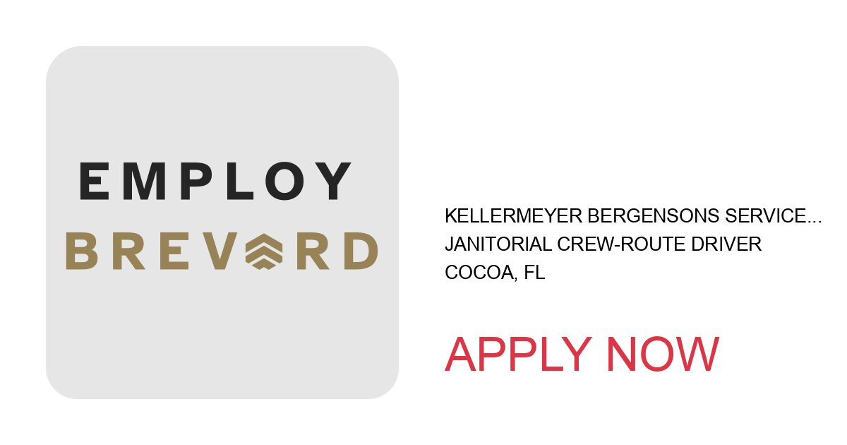 Apply to Janitorial Crew-Route Driver position with Kellermeyer Bergensons Services in Cocoa, FL