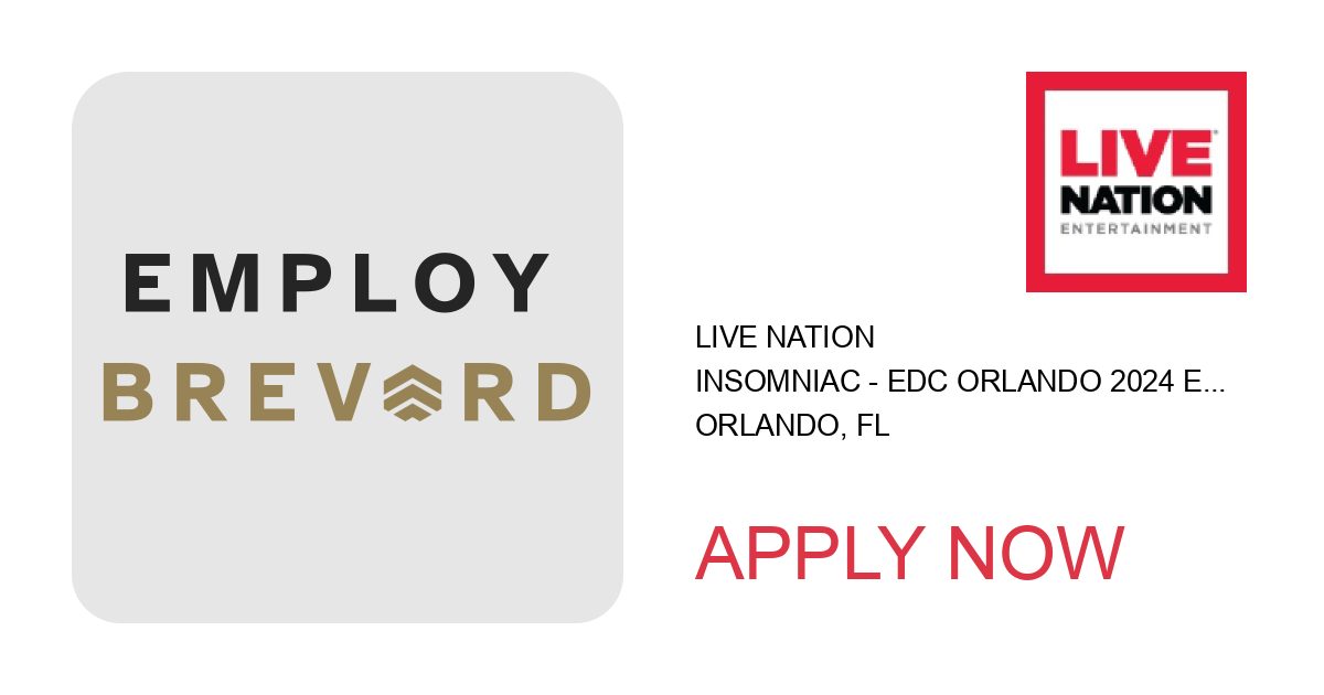 Apply to Insomniac - EDC Orlando 2024 Entertainment Wardrobe Specialist position with Live Nation in Orlando, FL