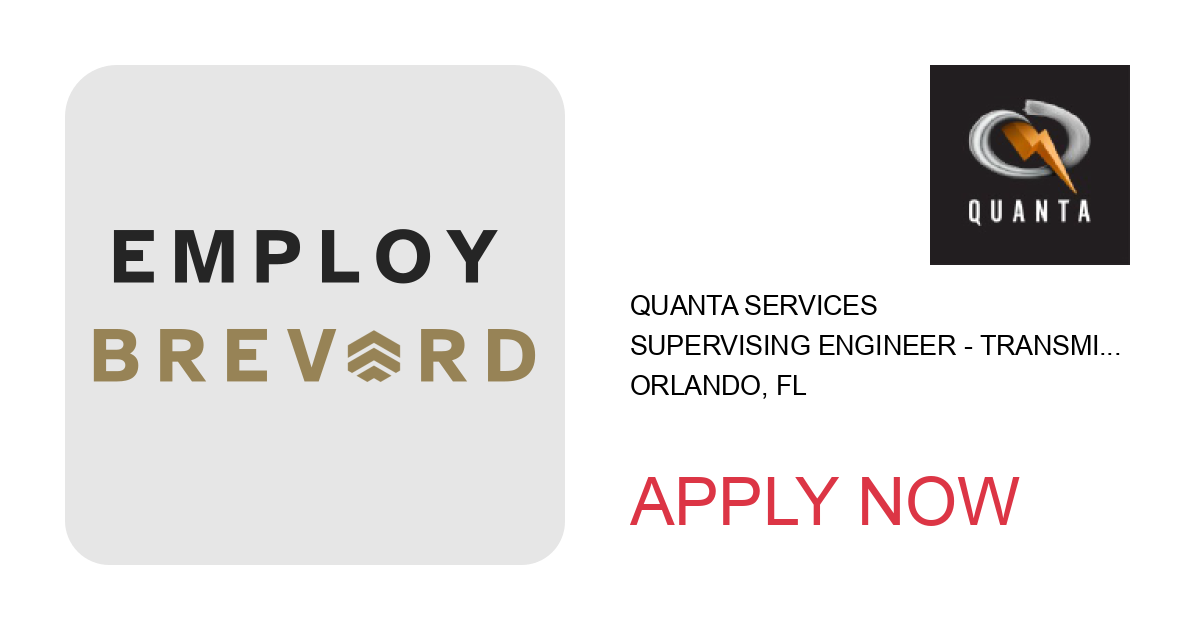 Apply to Supervising Engineer - Transmission position with Quanta Services in Orlando, FL