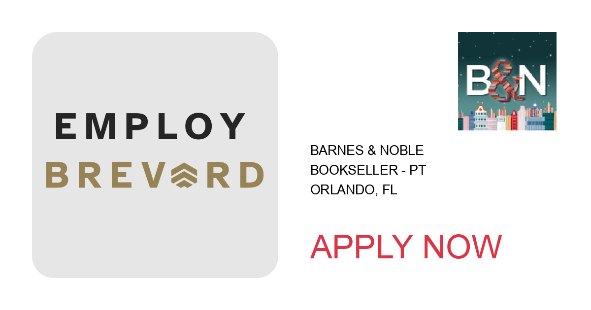 Apply to Bookseller - PT position with Barnes & Noble in Orlando, FL