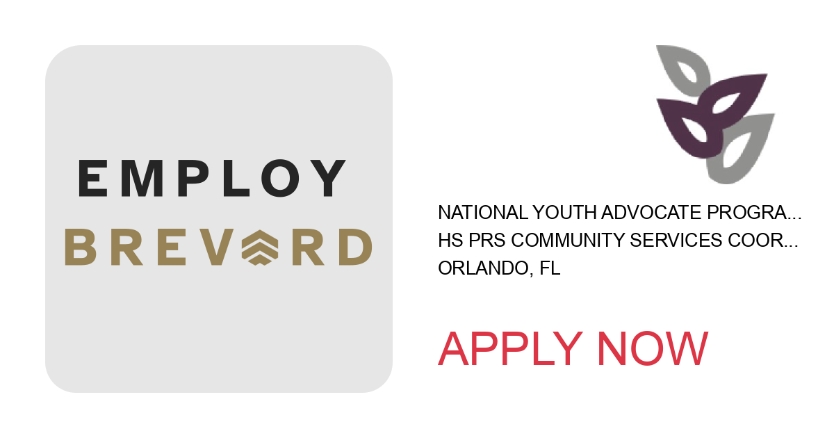 Apply to HS PRS Community Services Coordinator position with National Youth Advocate Program in Orlando, FL