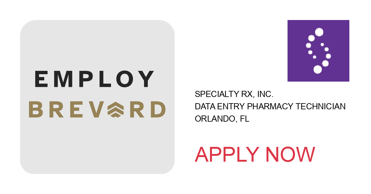 Apply to Data Entry Pharmacy Technician position with Specialty Rx, Inc. in Orlando, FL