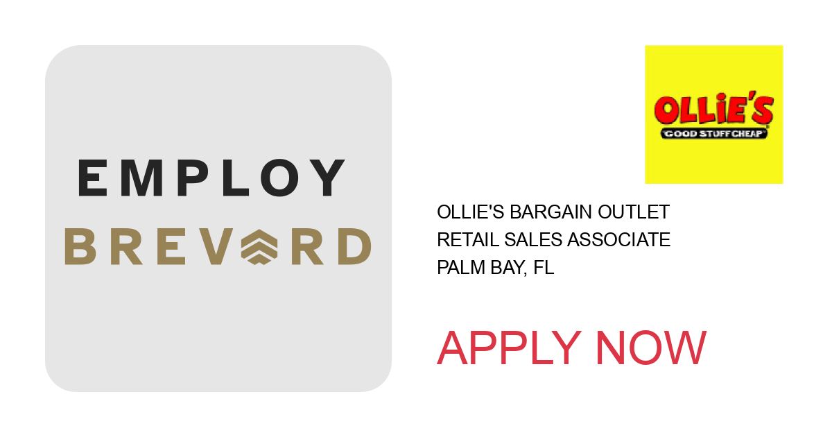 Apply to Retail Sales Associate position with Ollie's Bargain Outlet in Palm Bay, FL