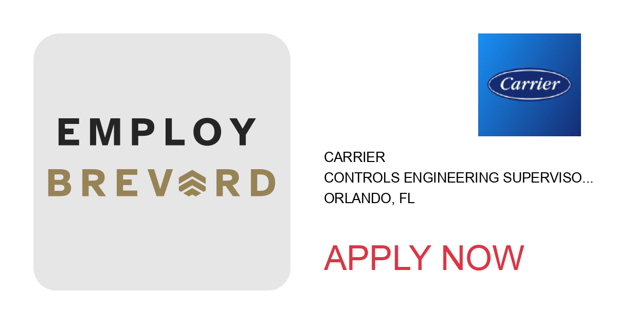 Apply to Controls Engineering Supervisor - Automated Logic - Building Automation (BAS) position with Carrier in Orlando, FL