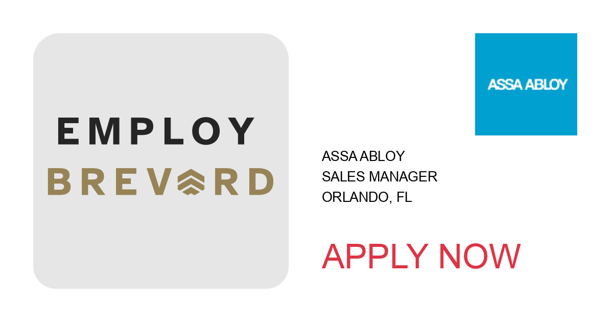 Apply to Sales Manager position with ASSA ABLOY in Orlando, FL