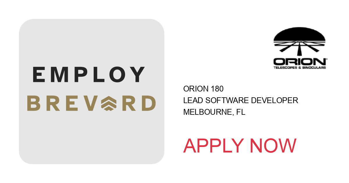 Apply to Lead Software Developer position with Orion 180 in Melbourne, FL