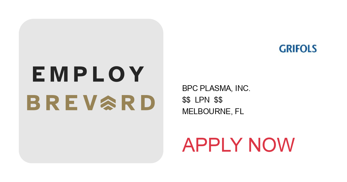 Apply to $$  LPN  $$ position with BPC Plasma, Inc. in Melbourne, FL