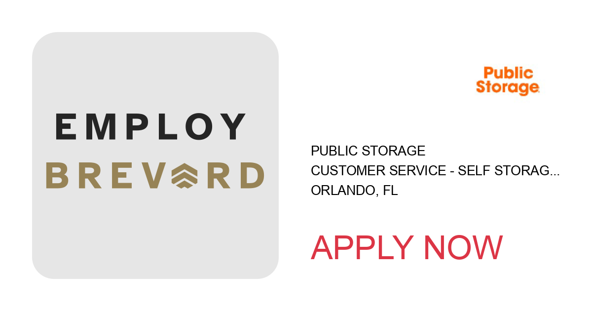 Apply to Customer Service - Self Storage Manager position with Public Storage in Orlando, FL