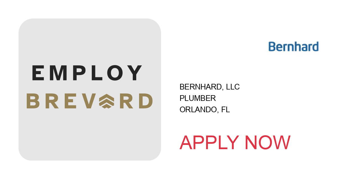 Apply to Plumber position with Bernhard, LLC in Orlando, FL