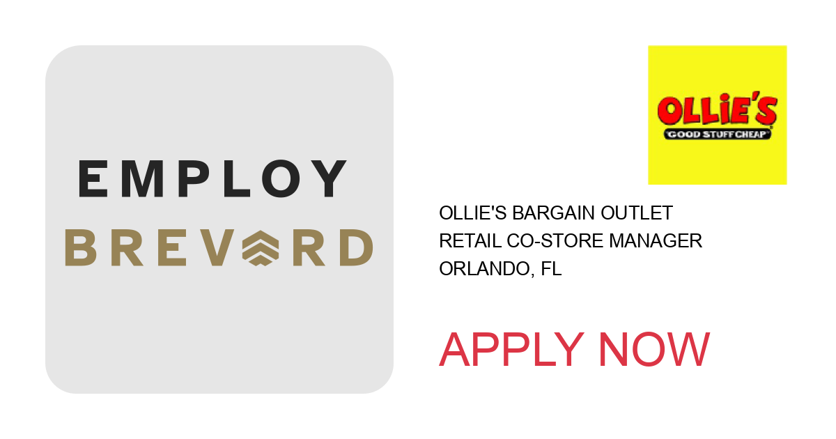 Apply to Retail Co-Store Manager position with Ollie's Bargain Outlet in Orlando, FL