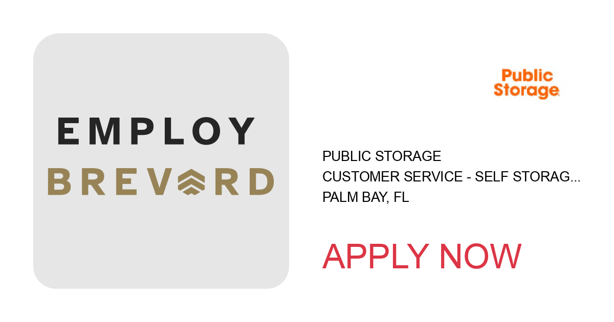 Apply to Customer Service - Self Storage Manager position with Public Storage in Palm Bay, FL