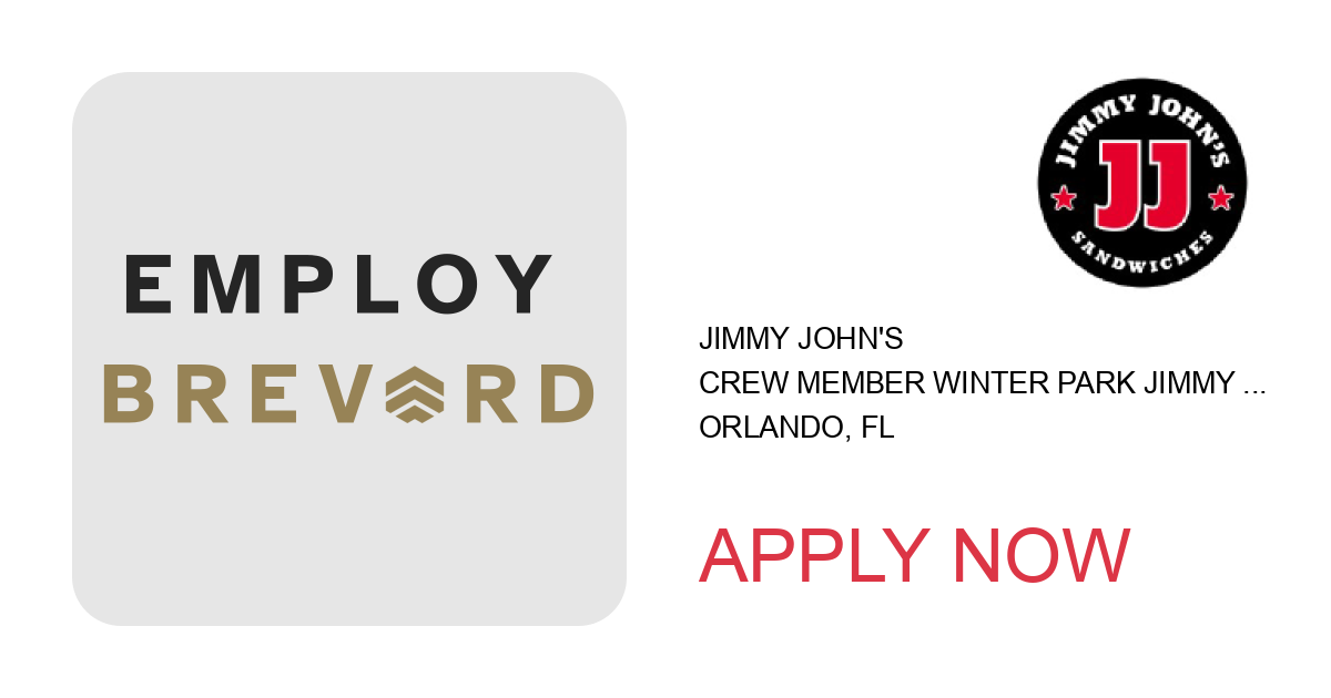 Apply to Crew Member Winter Park Jimmy Johns position with Jimmy John's in Orlando, FL