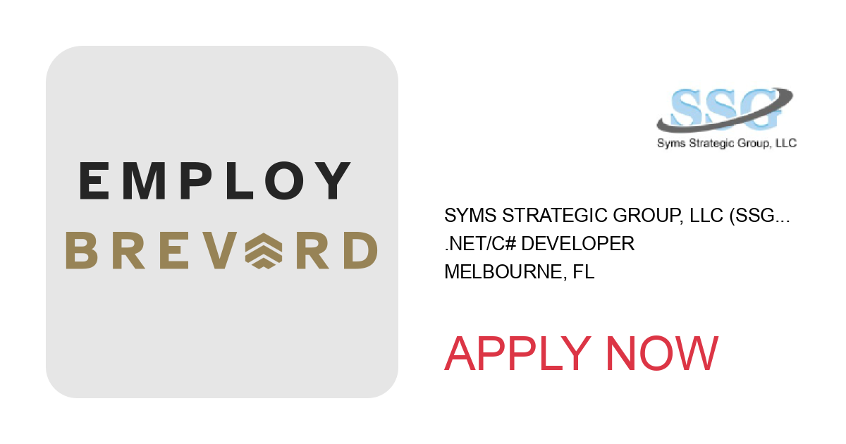 Apply to .Net/C# Developer position with Syms Strategic Group, LLC (SSG) in Melbourne, FL