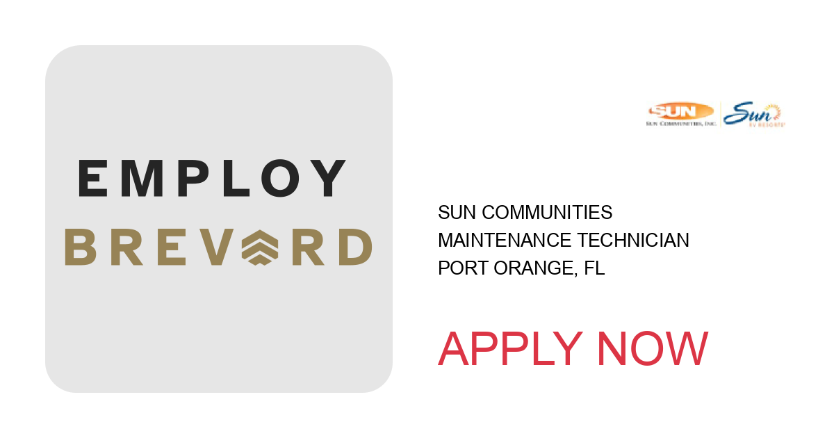 Apply to Maintenance Technician position with Sun Communities in Port Orange, FL