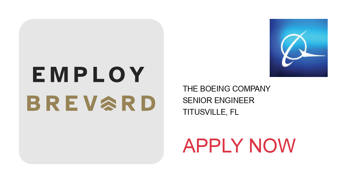 Apply to Senior Engineer position with The Boeing Company in Titusville, FL