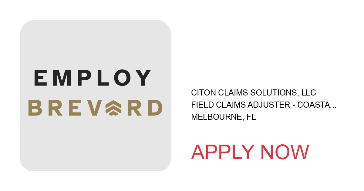 Apply to Field Claims Adjuster - Coastal South Carolina position with CITON Claims Solutions, LLC in Melbourne, FL