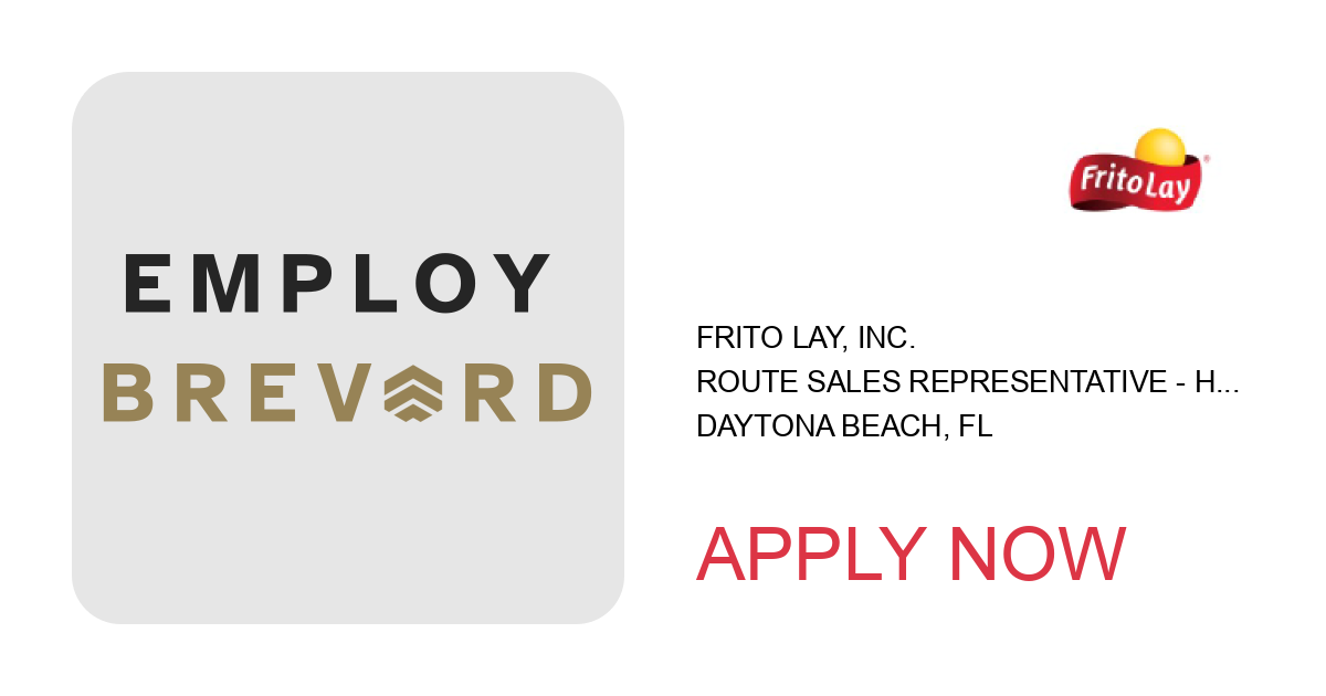 Apply to Route Sales Representative - Hiring Event 9/18/2024 - 451953 position with Frito Lay, Inc. in Daytona Beach, FL