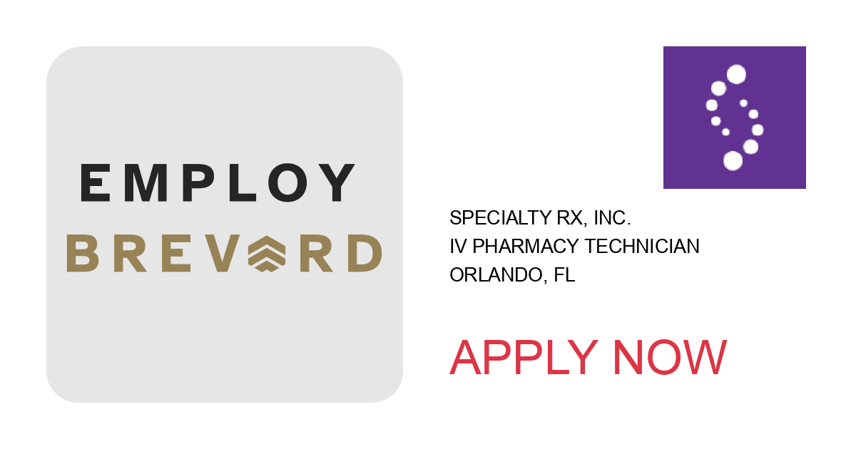 Apply to IV Pharmacy Technician position with Specialty Rx, Inc. in Orlando, FL