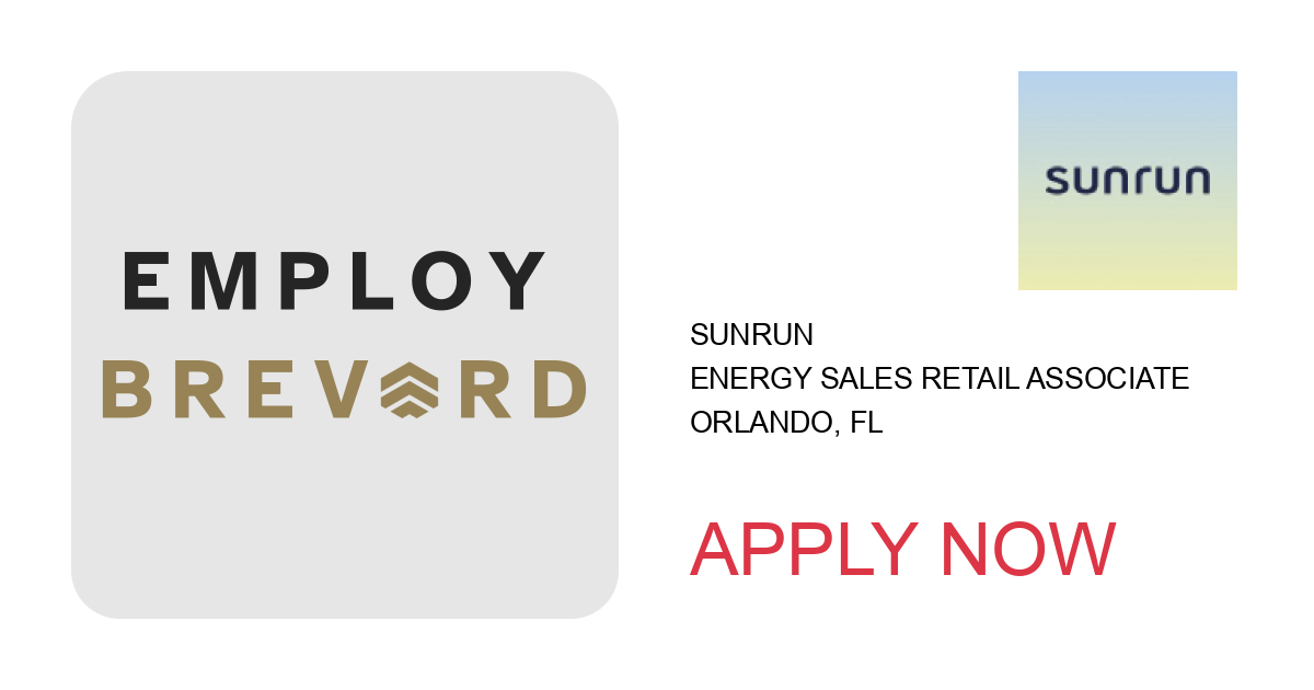 Apply to Energy Sales Retail Associate position with Sunrun in Orlando, FL