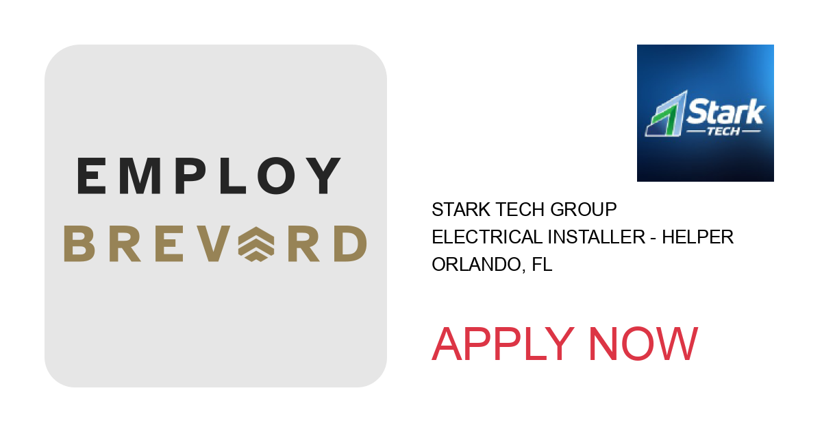 Apply to Electrical Installer - Helper position with Stark Tech Group in Orlando, FL