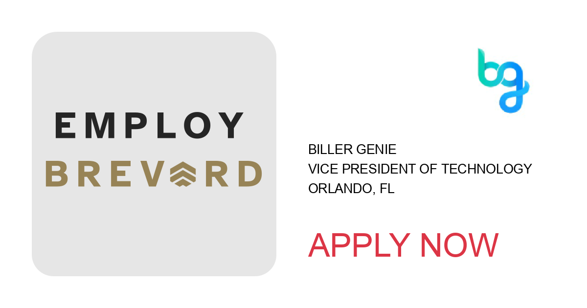 Apply to Vice President of Technology position with Biller Genie in Orlando, FL