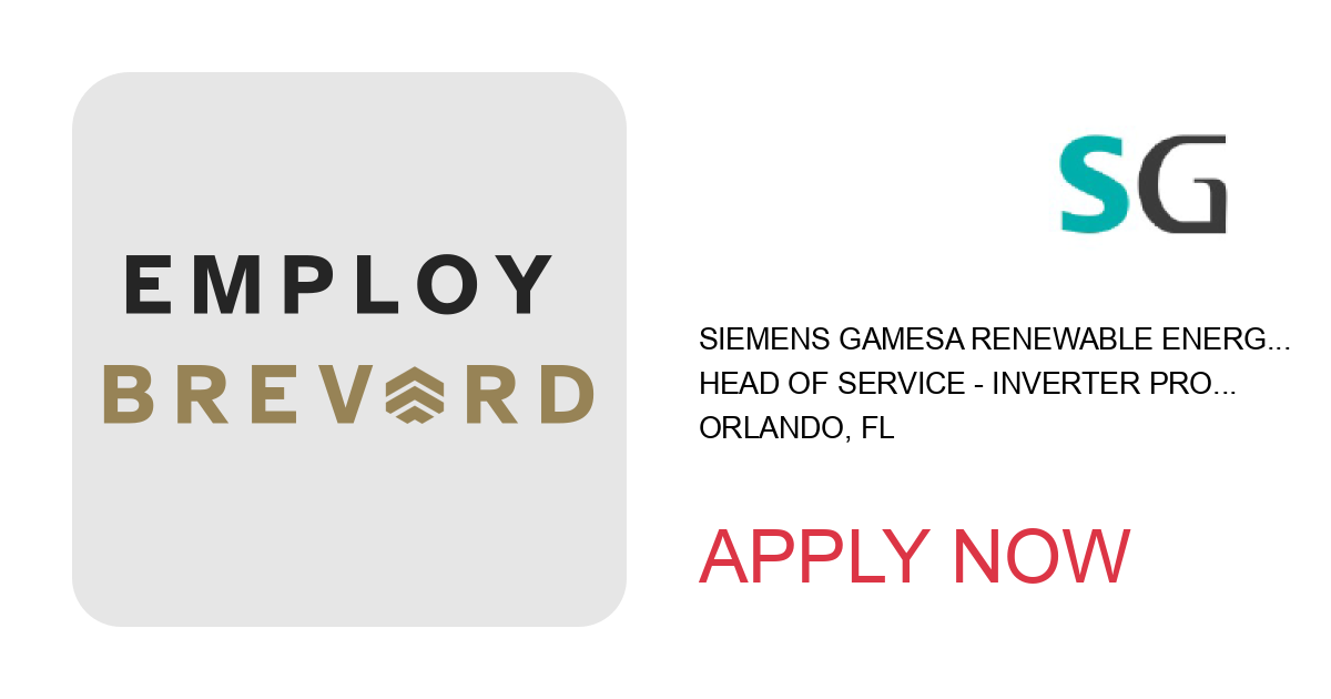 Apply to Head of Service - Inverter Product line position with Siemens Gamesa Renewable Energy in Orlando, FL