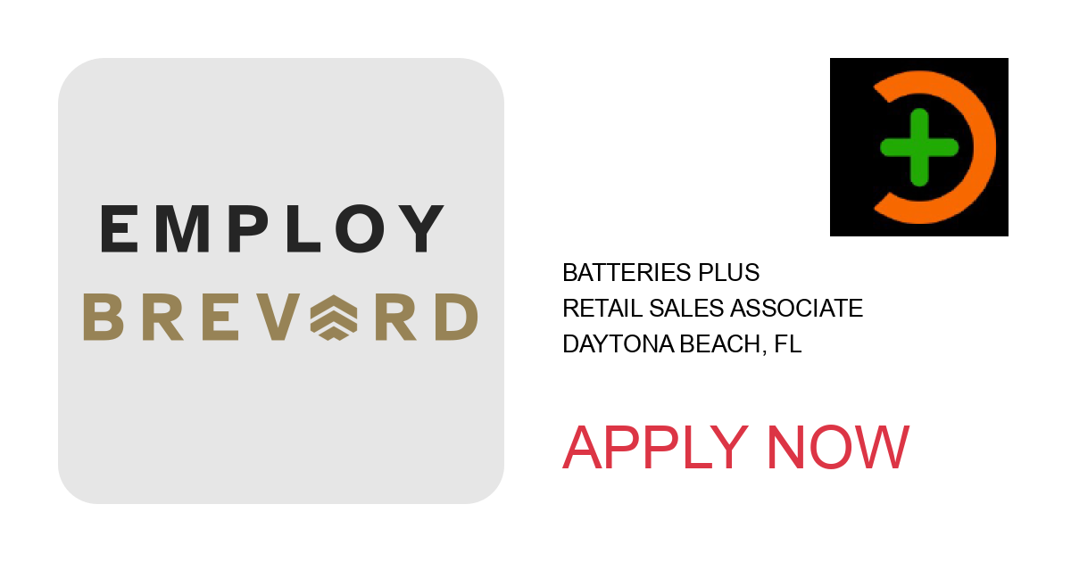 Apply to Retail Sales Associate position with Batteries Plus in Daytona Beach, FL