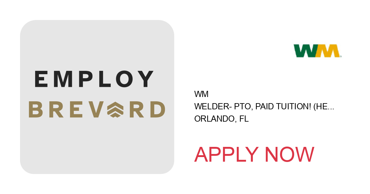 Apply to Welder- PTO, Paid Tuition! (Heavy Truck and Hydraulics) position with WM in Orlando, FL