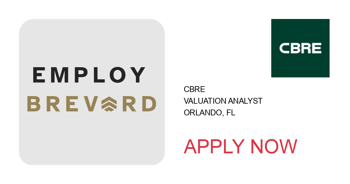 Apply to Valuation Analyst position with CBRE in Orlando, FL