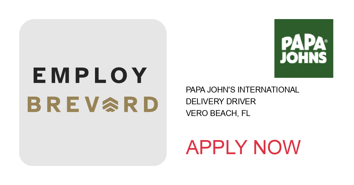 Apply to Delivery Driver position with Papa John's International in Vero Beach, FL