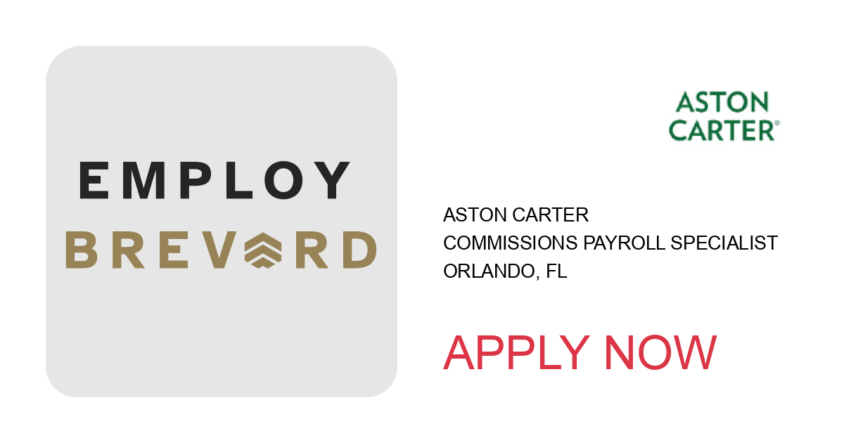 Apply to Commissions Payroll Specialist position with Aston Carter in Orlando, FL