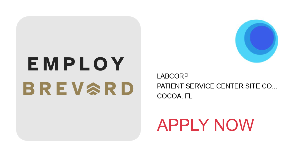 Apply to Patient Service Center Site Coordinator/Lead Phlebotomist- Cocoa position with Labcorp in Cocoa, FL