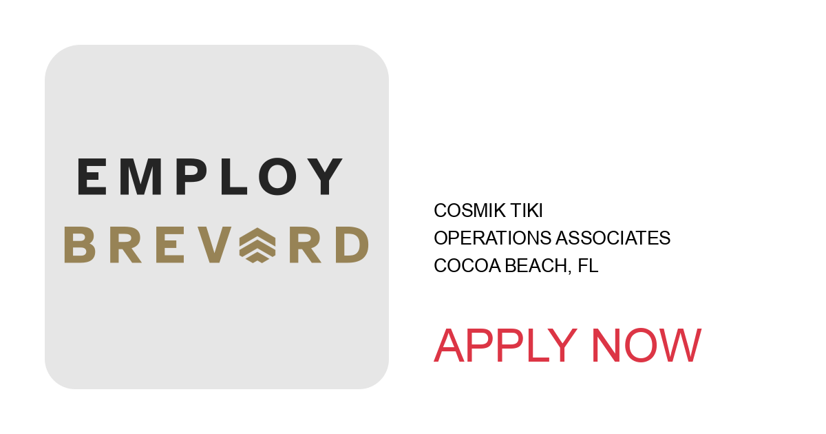 Apply to Operations Associates position with Cosmik Tiki in Cocoa Beach, FL