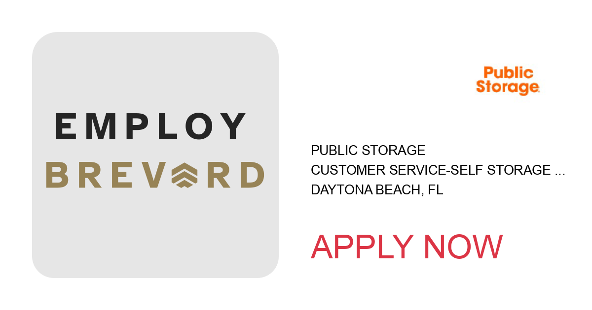 Apply to Customer Service-Self Storage Manager position with Public Storage in Daytona Beach, FL