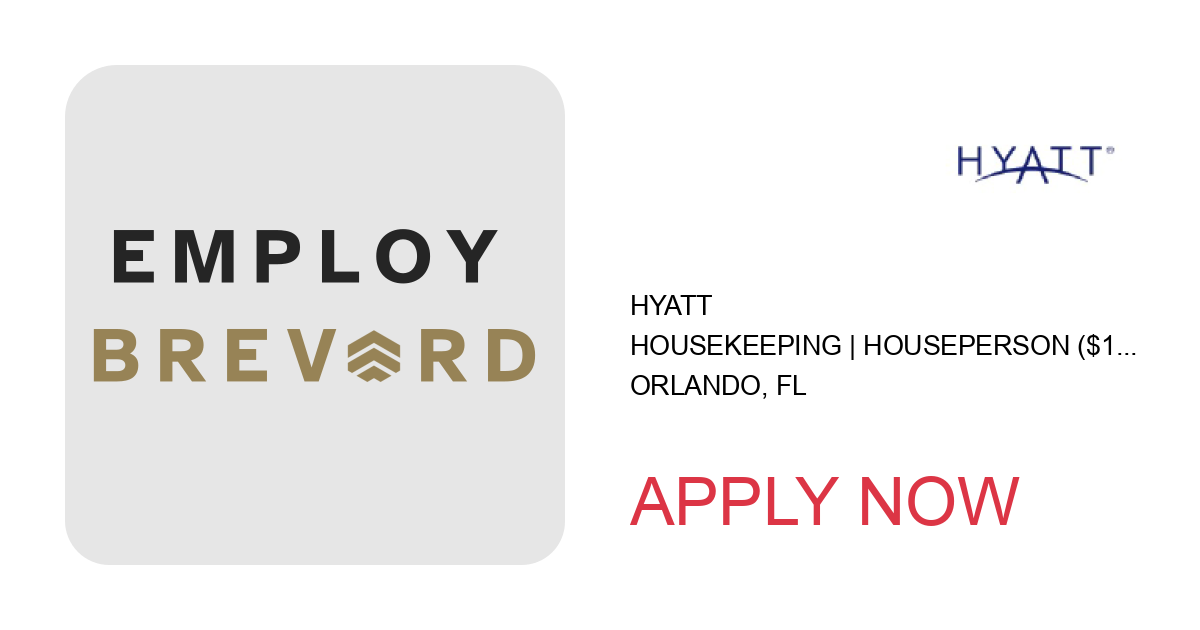 Apply to Housekeeping | Houseperson ($19/hour) position with Hyatt in Orlando, FL