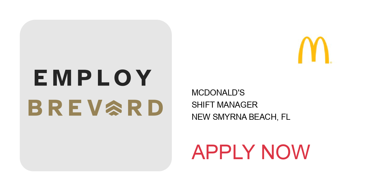 Apply to Shift Manager position with McDonald's in New Smyrna Beach, FL