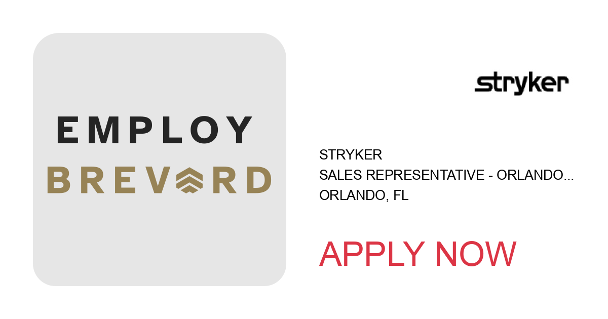 Apply to Sales Representative - Orlando West - ENT position with Stryker in Orlando, FL