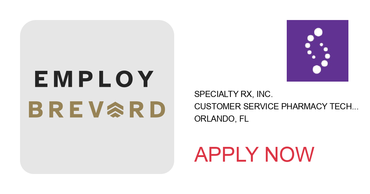 Apply to Customer Service Pharmacy Technician position with Specialty Rx, Inc. in Orlando, FL