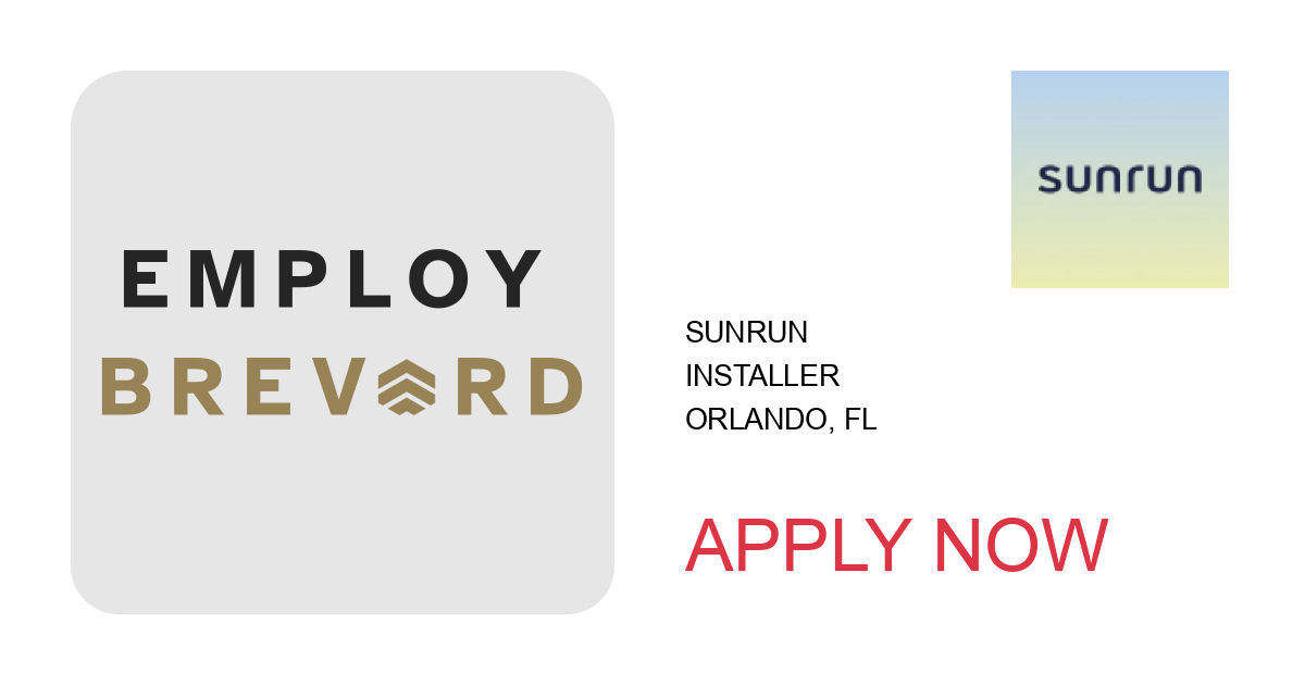 Apply to Installer position with Sunrun in Orlando, FL